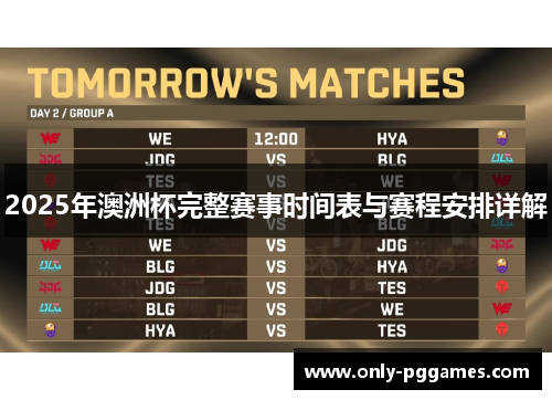 2025年澳洲杯完整赛事时间表与赛程安排详解